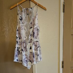 Victoria's Secret Here Comes The Bride Purple Floral Sleep Romper - Size Medium